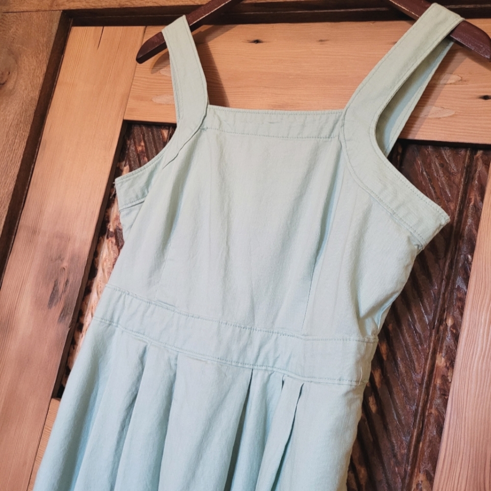 Universal Thread Midi Dress Apron Jumper Pinafore Sleeveless Dress Mint Green -8
